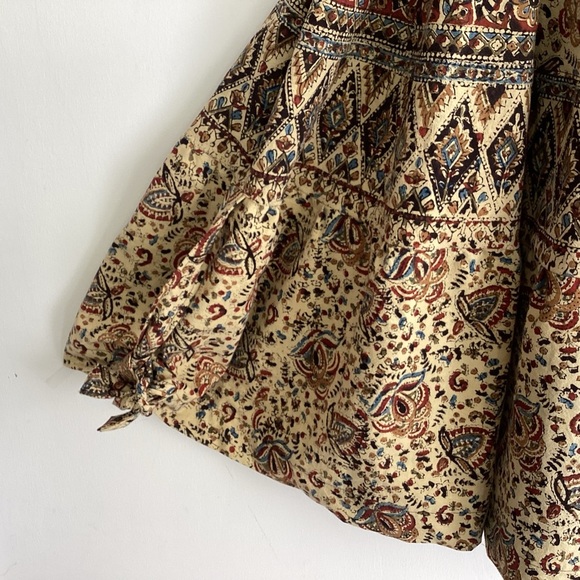 Tiered boho cottagecore upcycled bedspread elastic drawstring maxi skirt SM - XL - Picture 9 of 11